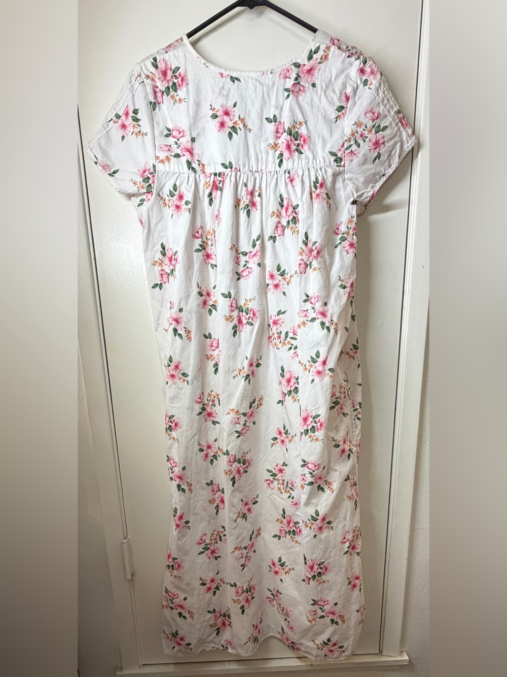 Vintage Schrank Cotton White Floral Cottagecore Midi Length Night Dress Size 10 - Picture 5 of 9